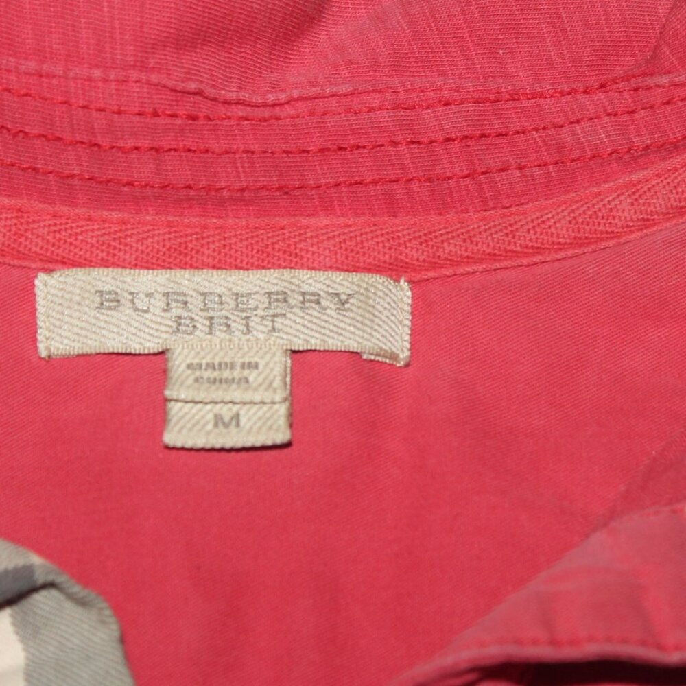 Auth  $439 Men's Burberry Nova Check Red Short Sleeve Polo Shirt Sz M - Picture 3 of 10
